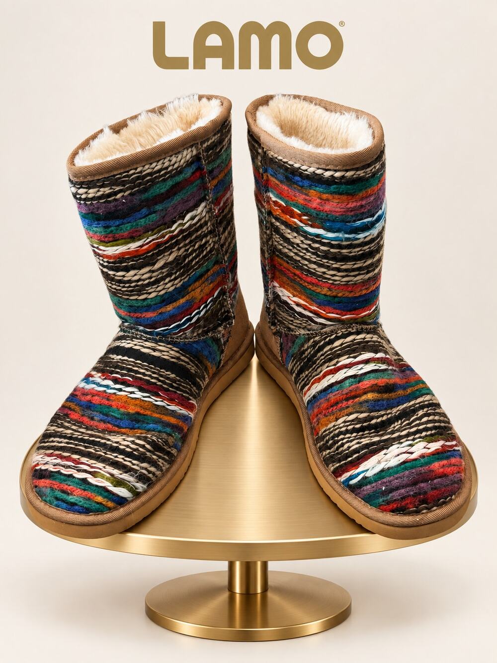 LAMO Multicolor Woven Faux Fur Mid-Calf Boots Women’s Size 9